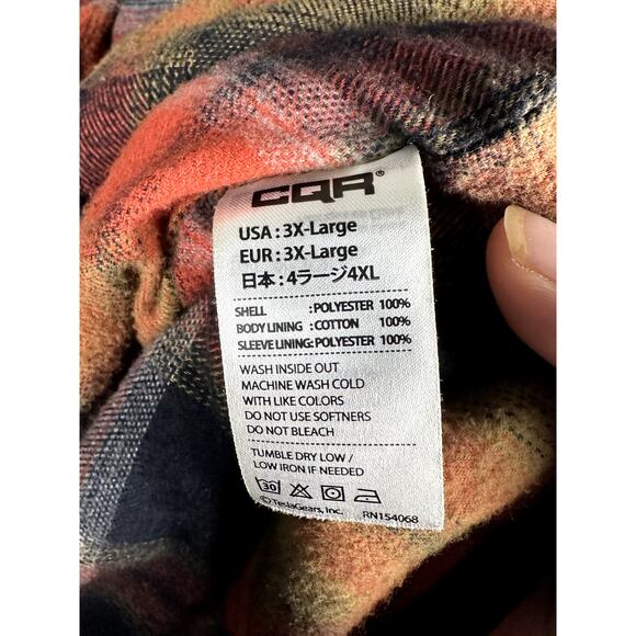CQR Tactical Series Flannel‎ Lined Button Jacket Black Orange Mens 3XL NEW NWT - Picture 6 of 7